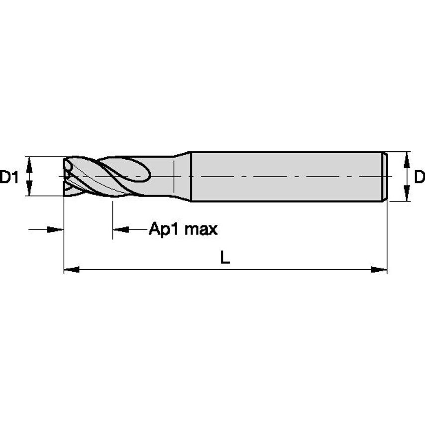 F3AH0400BDL45 Solid Carbide Drill Slot End Mill B D=4 Z=3 45