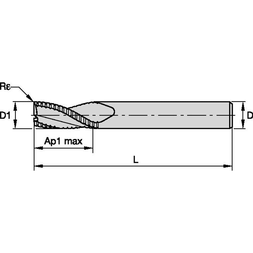 F3BA0600BWS40 End Mill Solid Carbide Rougher B D=6 Z=3
