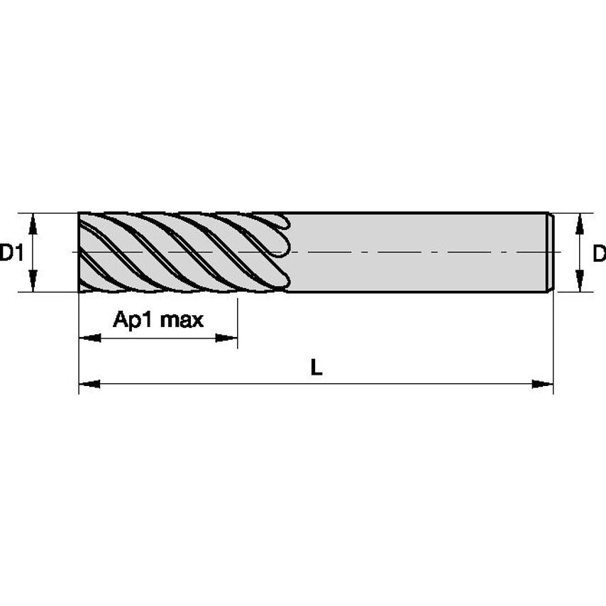F4AJ0600AWS50L090 Solid Carbide Peripheral End Mill A D=6 Z=