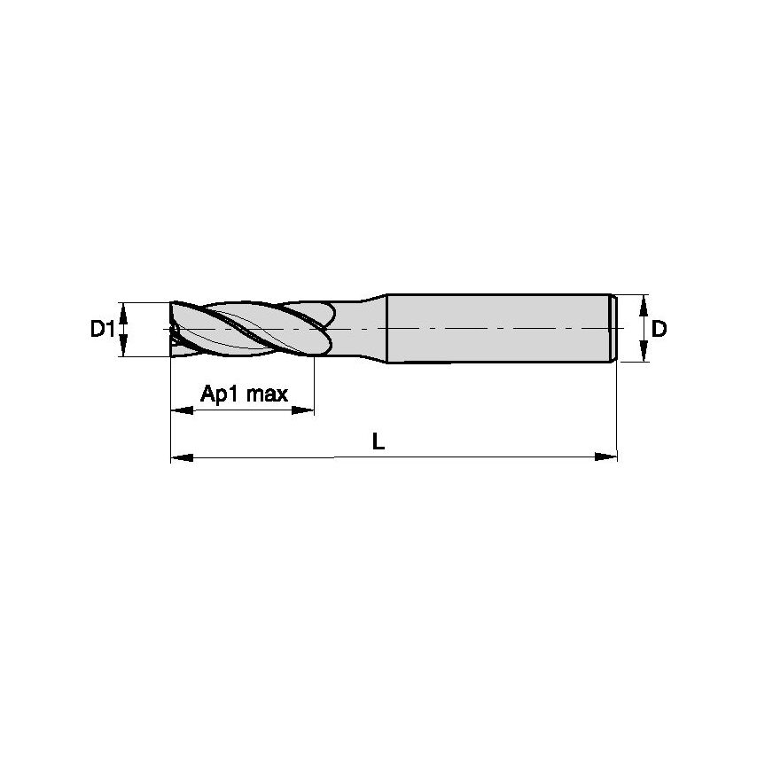 F4AS1600BDL38 Harvi End Mill D=16 Z=4 38DEG