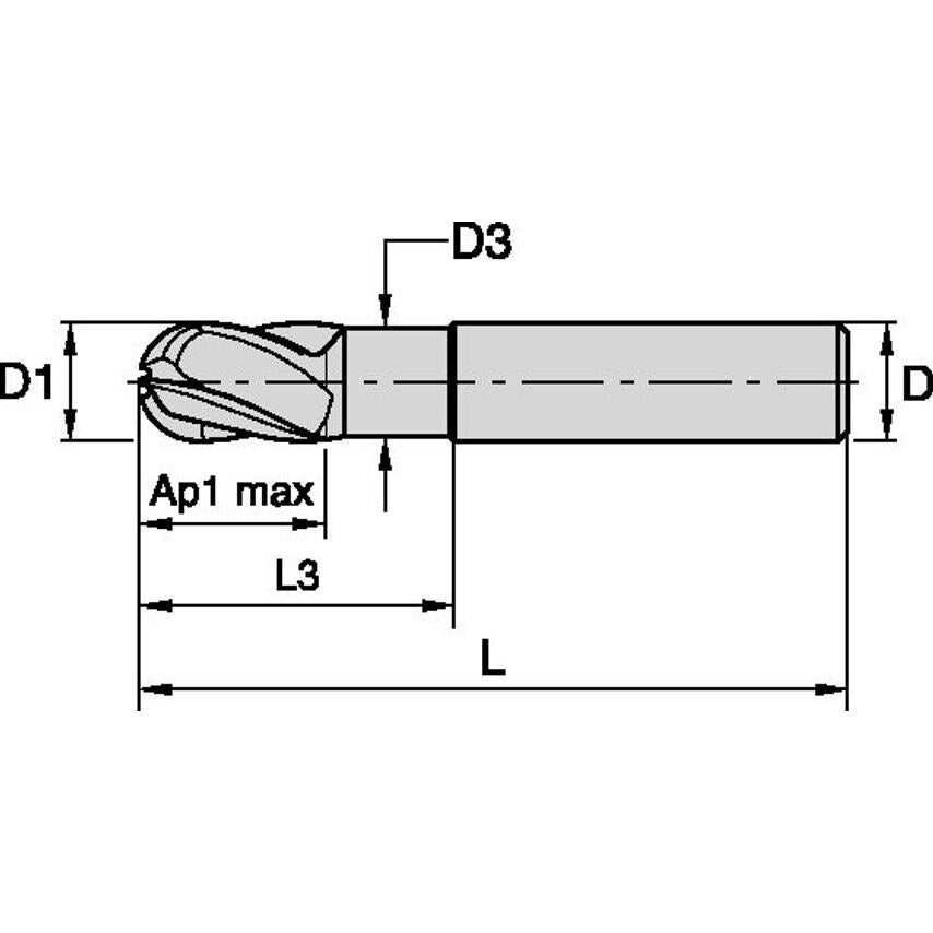 F4AW0600AWL38E120 Harvi End Mill A D=6 Z=4 38DEG