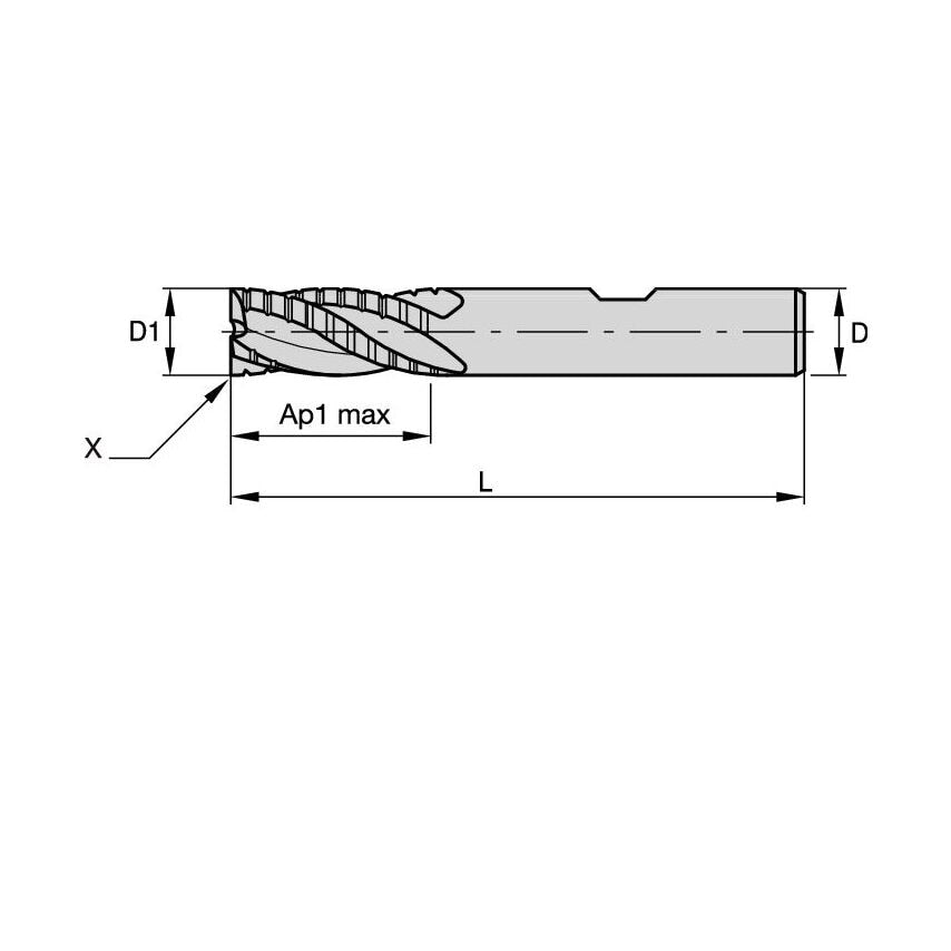 F4BJ0800BDL30 End Mill B D=8 Z=4 30DEG