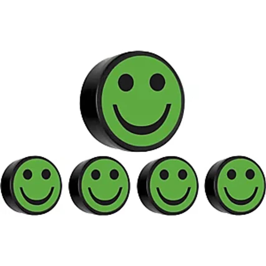 FACE Round Magnet, 35mm, Pack Of 10, Friendly Face, Green