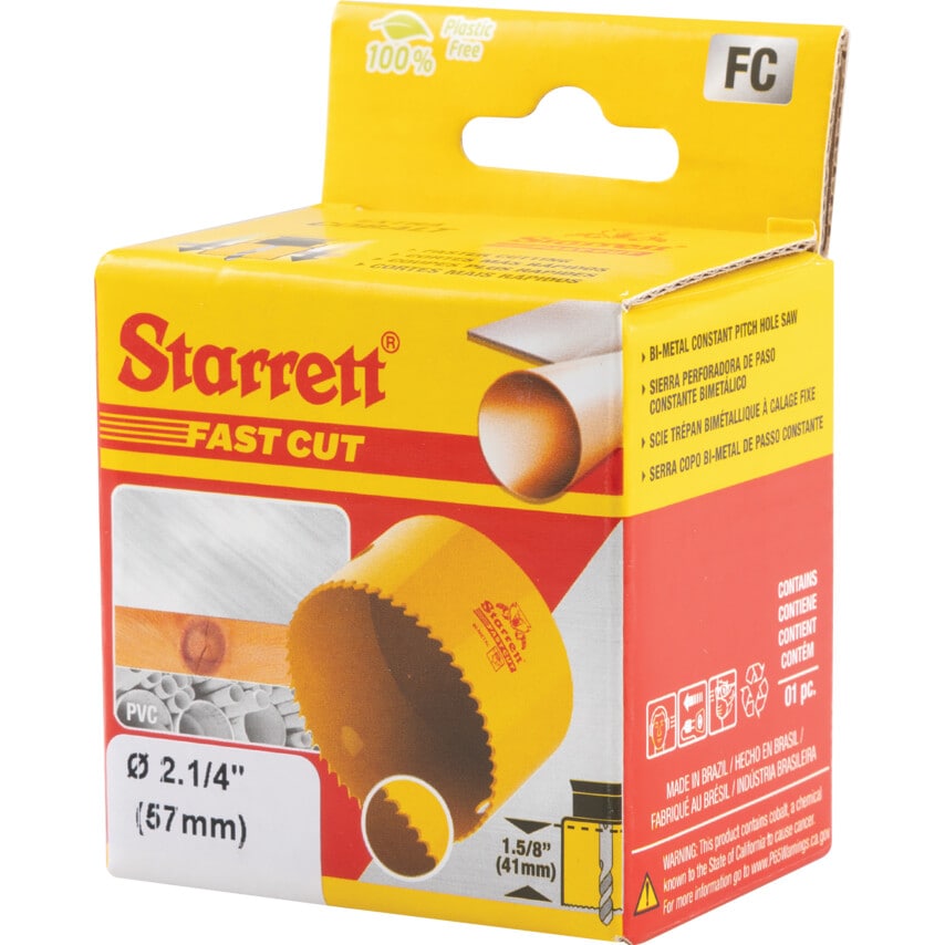 FCH0214 57mm (2.1/4") Hole Saw Bi-Metal Fast Cut Constant Pitch