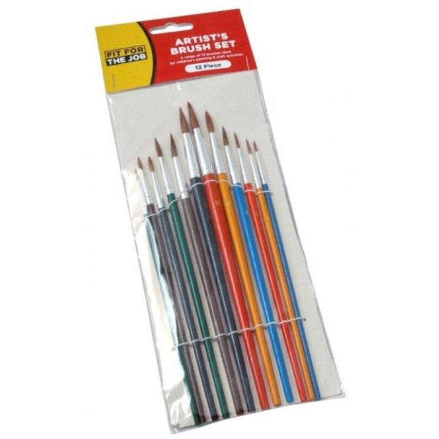 FFJ 12Pc Artists Brush Set - Colour Handles
