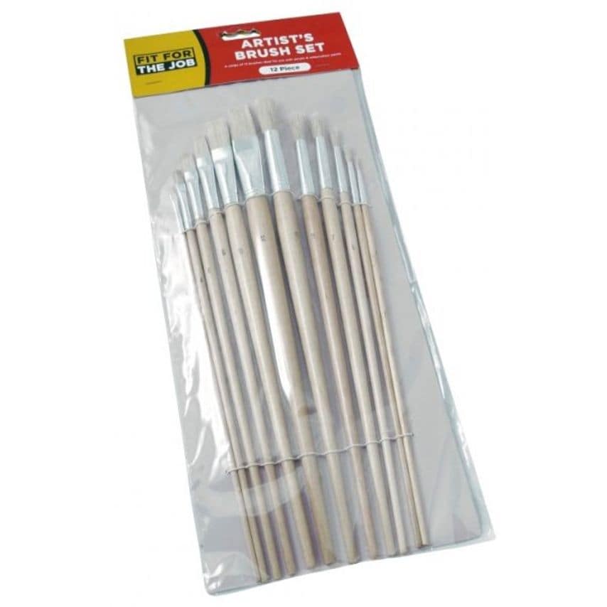 FFJ 12Pc Artists Brush Set - Plain Handles