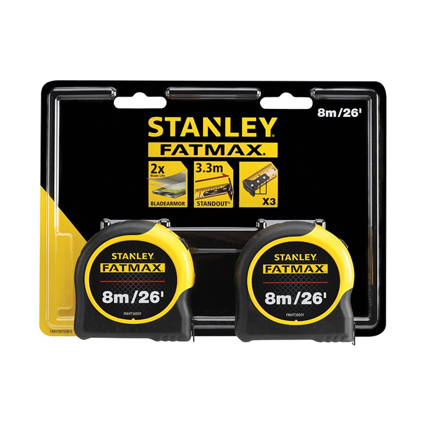 FatMax Classic Tape Twin Pack 8m/26ft (Width 32mm) STA581558