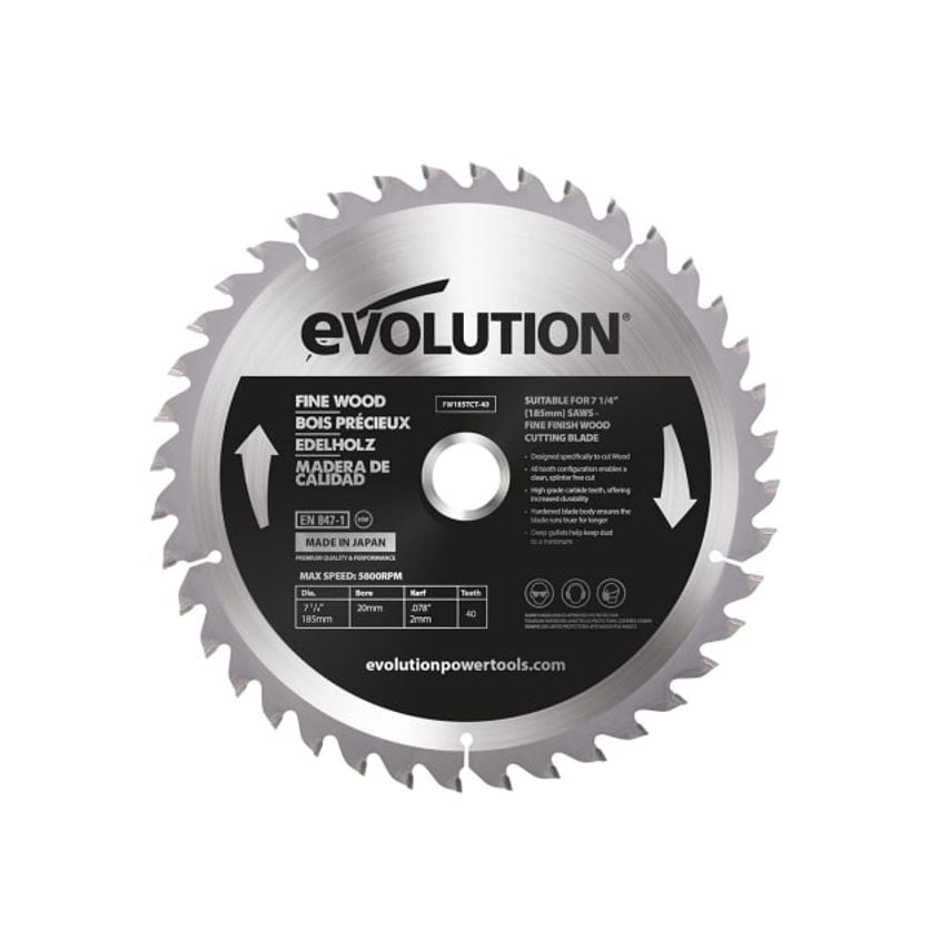 Fine Wood Mitre/Table Saw Blade 185 x 20mm x 40T