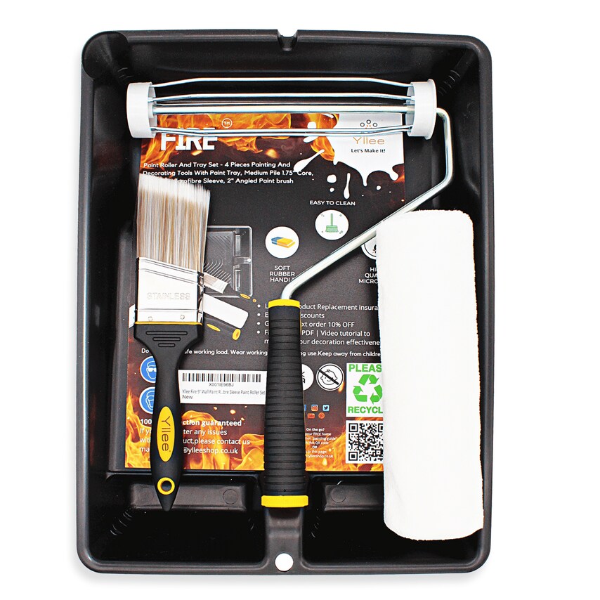 Firestorm Premium Quality 9" Painting Decorating Tools with 3 Pieces Paint Roller and Tray Set