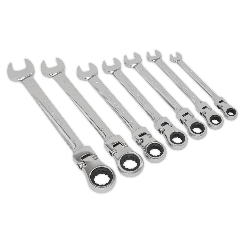 Flexi-head Ratchet Combination Spanner Set7 Piece Metric
