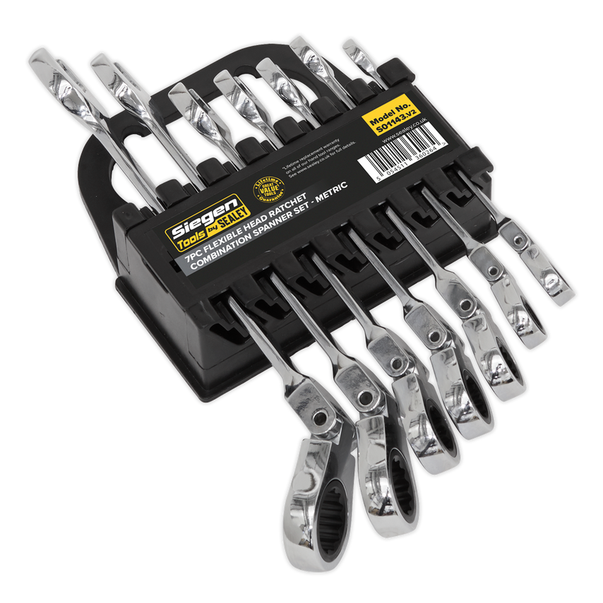 Flexi-head Ratchet Combination Spanner Set7 Piece Metric