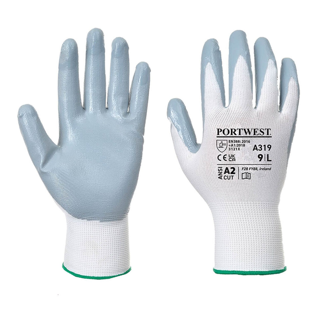 Flexo Grip Nitrile Glove (Retail Pack), Grey/White, XL, W