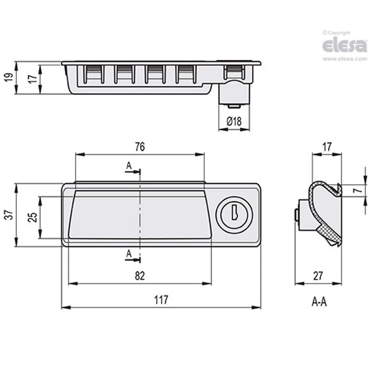Flush pull handle-PR.92-CH-S-QE-A