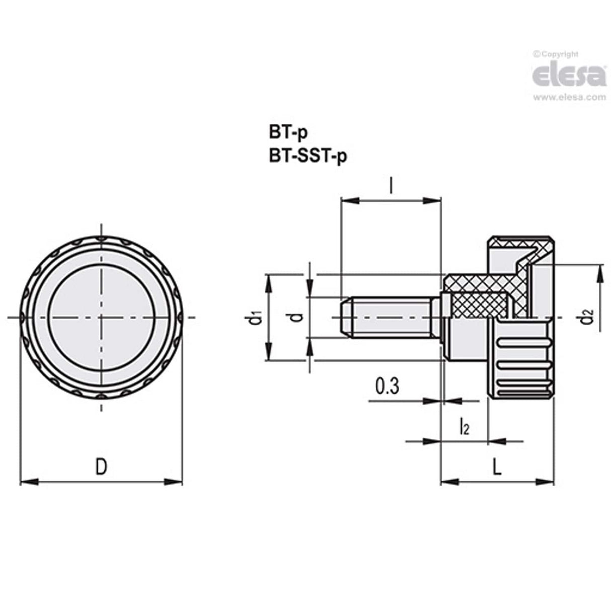 Fluted knob-BT.32 p-M6x16