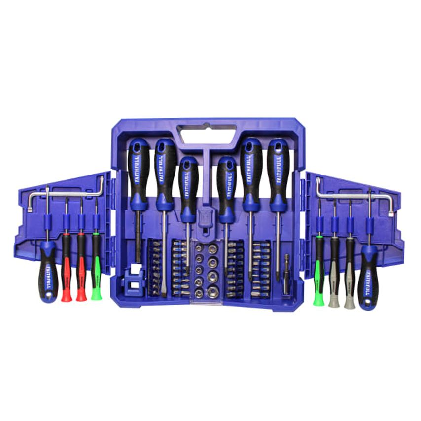 Fold Out Screwdriver & Bit Set, 63 Piece