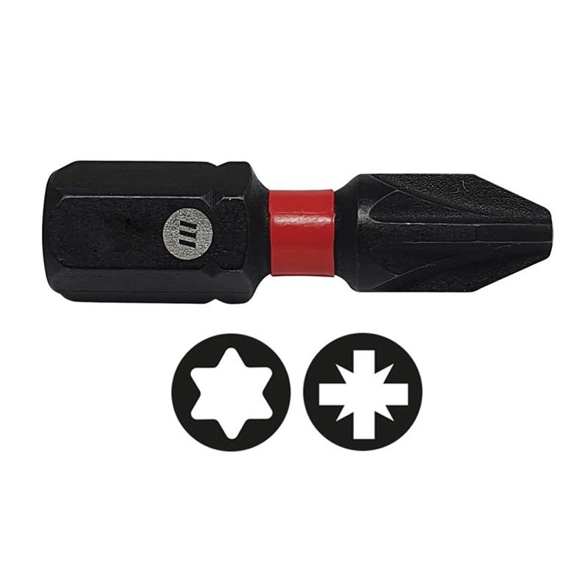 ForgeFast Pozidriv Compatible Impact Bit PZ1 x 25mm (Card 2) FORFFPZ125