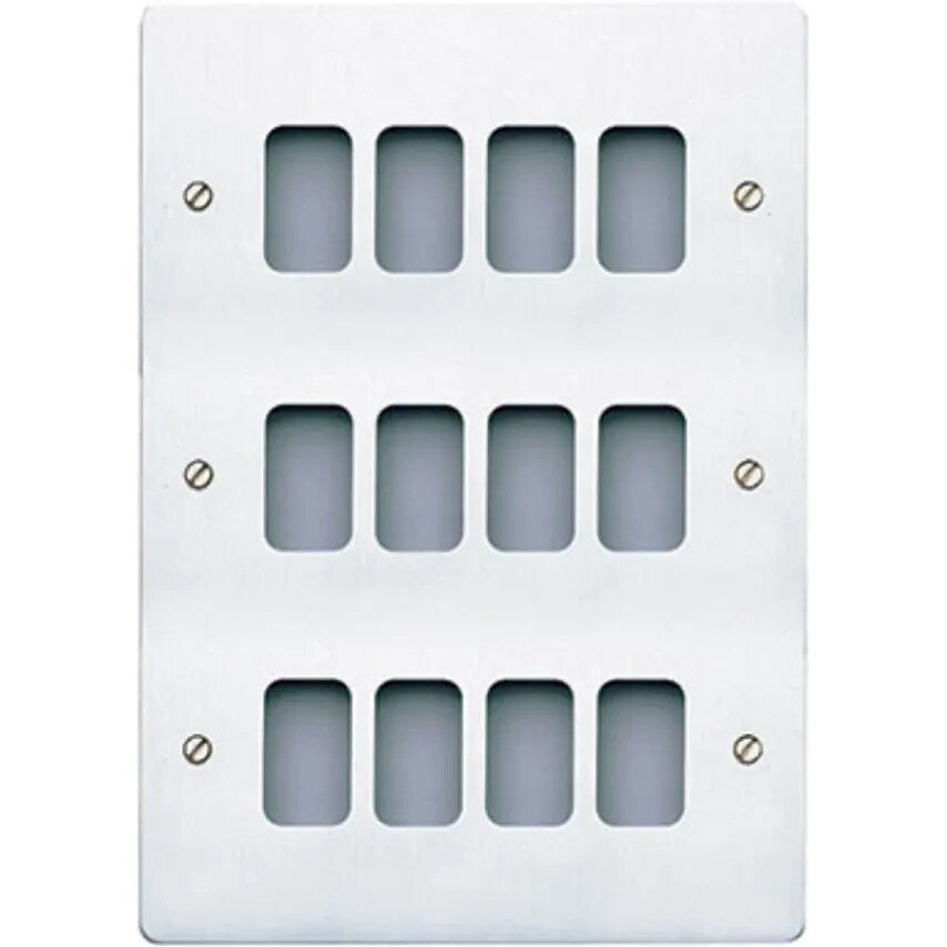 Front Plate 12 Module Mounting Frame 206 x 146mm Brushed Stainless Steel