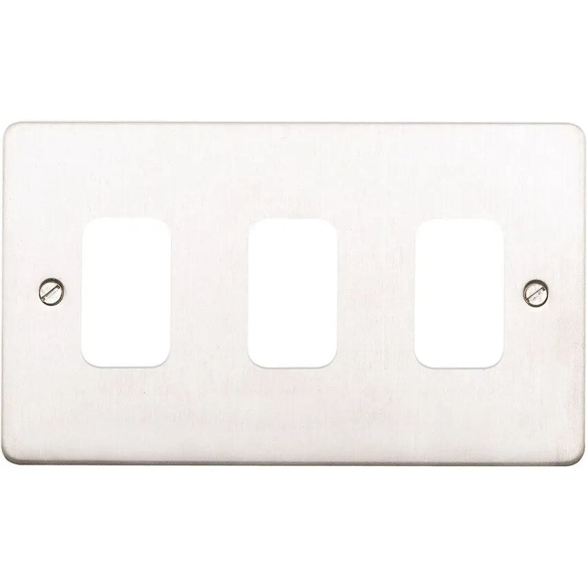 Front Plate 3 Module Mounting Frame 86 x 146mm Brushed Stainless Steel