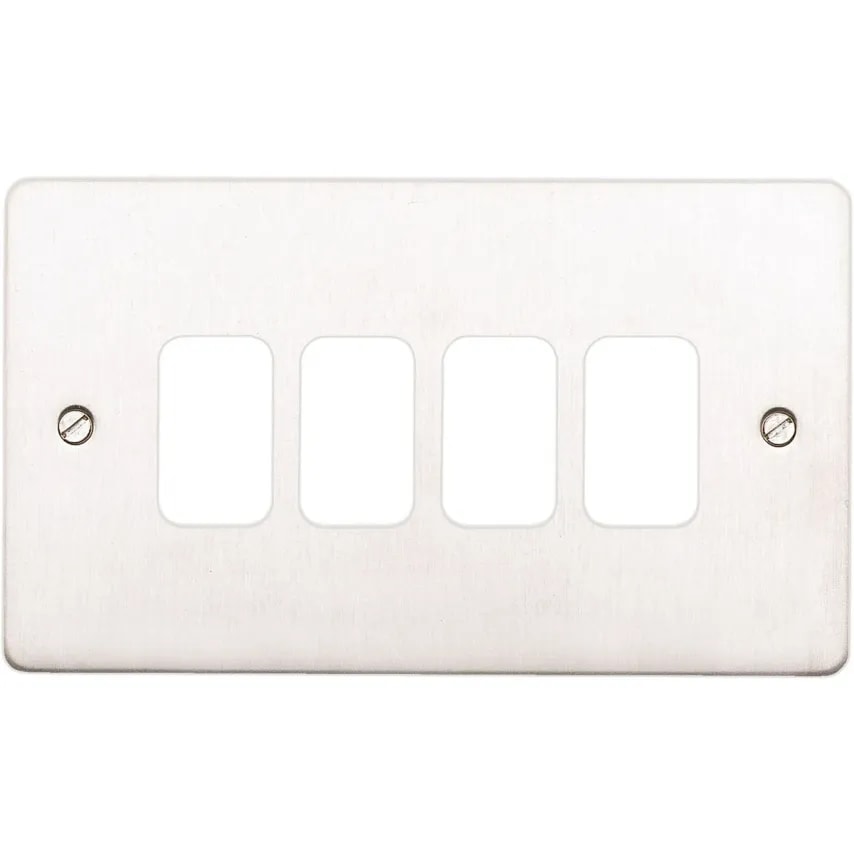 Front Plate 4 Module Mounting Frame 86 x 146mm Brushed Stainless Steel