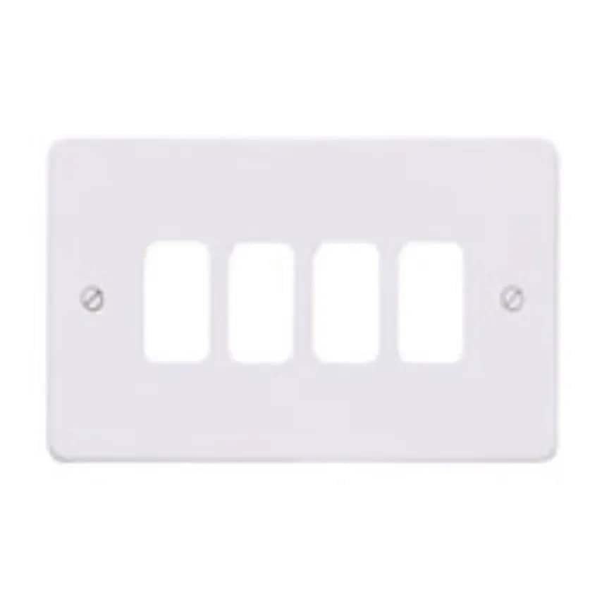 Front Plate 4 Module Mounting Frame 86 x 146mm Lacquered Brushed Steel