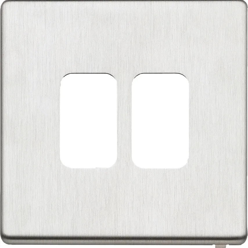 Frontplate 2 Module Brushed Stainless Steel
