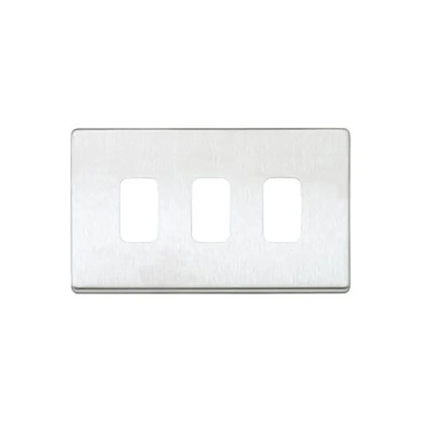 Frontplate 3 Module Brushed Stainless Steel