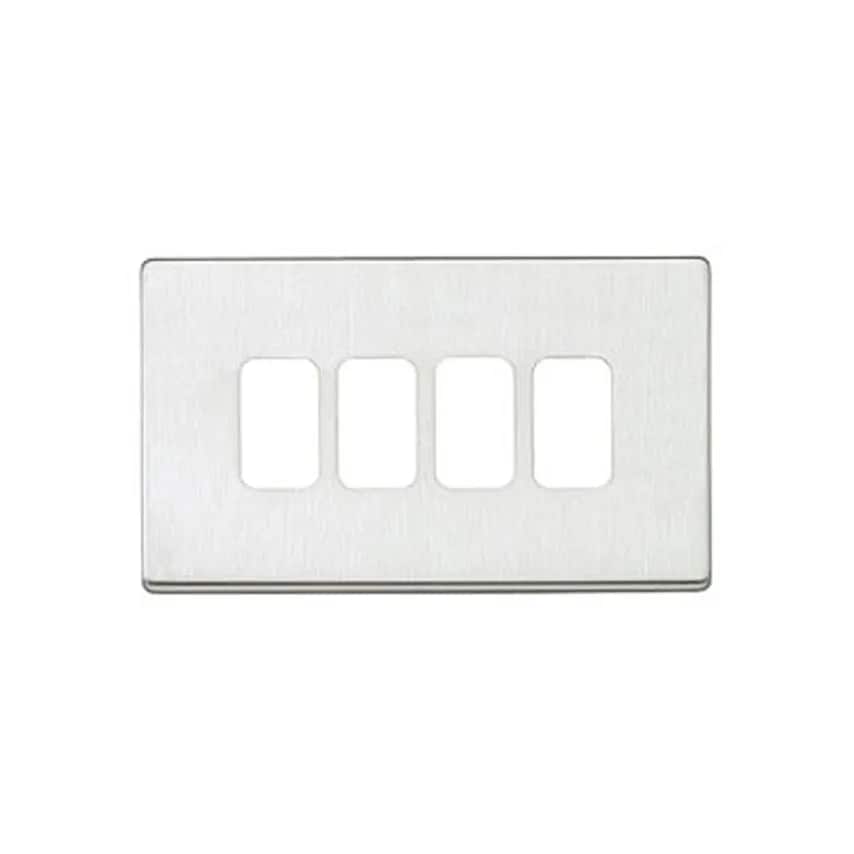 Frontplate 4 Module Brushed Stainless Steel