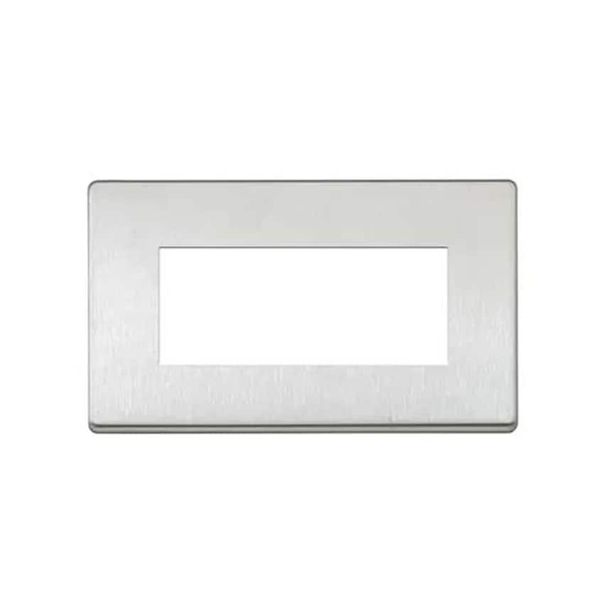 Frontplate 4 Module Euro 100 x 100mm Brushed Stainless Steel