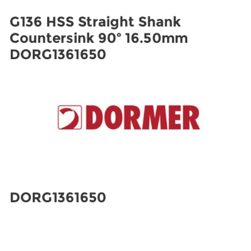 G136 HSS Straight Shank Countersink 90 16.50mm DORG1361650