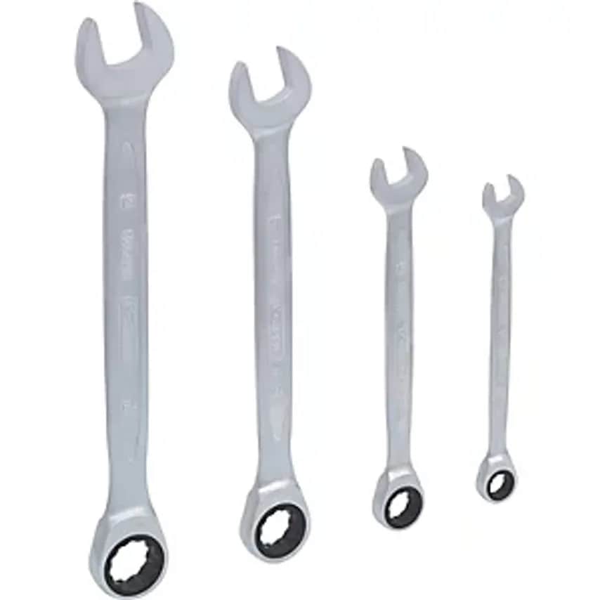 GEARplus Ratcheting Spanner Set Flank Traction 4 Parts Widths 10 - 19 mm