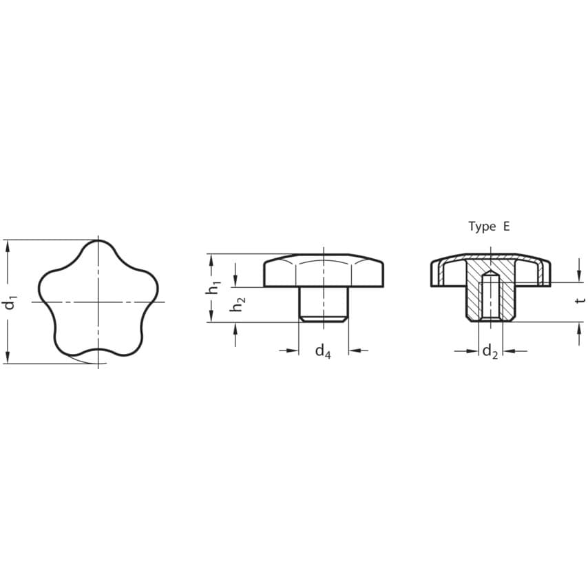 GN5334-60-M12-E Star Knob ; Stainless Steel; Threaded Hole