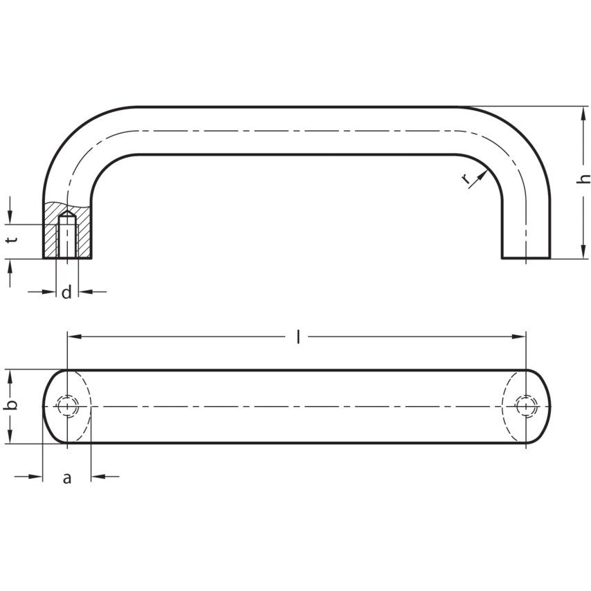 GN565-20-100-BL Aluminium Cabinet U Handle, Blank Finish