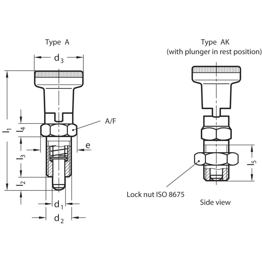 GN617.1-8-AK-NI Indexing Plunger; Stainless Steel