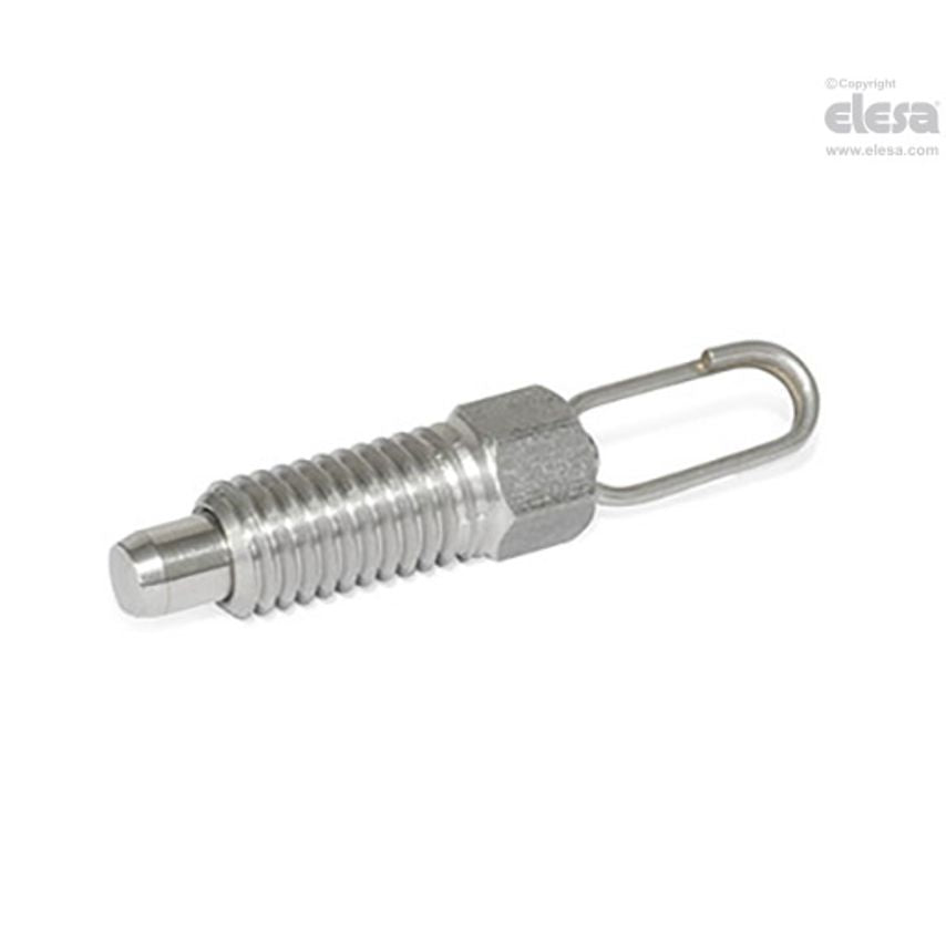 GN 717-NI Indexing plungers with or without rest in retracted position stainless steel Eyelet lifting without locking nut GN 717-6-M12X1.5-D-NI