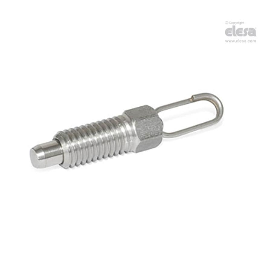 GN 717-NI Indexing plungers with or without rest in retracted position stainless steel Eyelet lifting without locking nut GN 717-8-M12X1.5-D-NI