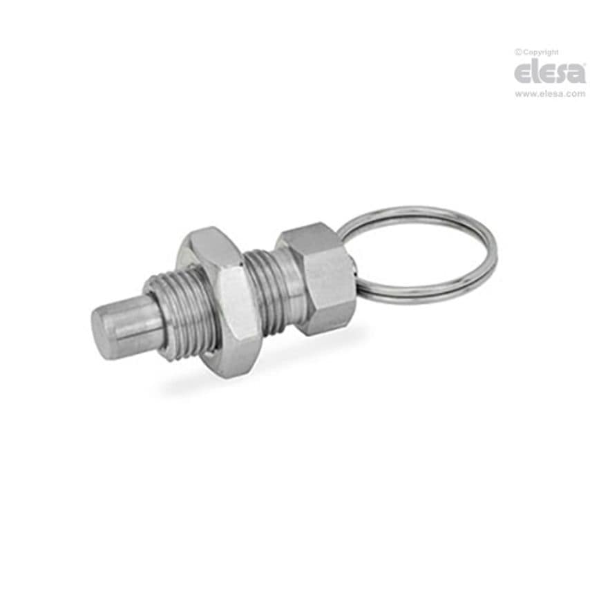 GN 717-NI Indexing plungers with or without rest in retracted position stainless steel Lifting ring with locking nut GN 717-10-M16X1.5-AK-NI