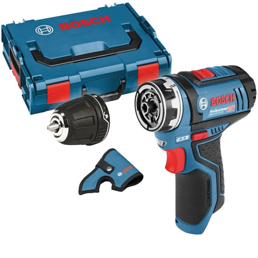 GSR 12V-15 FC 12V FlexiClick Drill Driver with GFA 12-B Chuck Attachment in L-BOXX Case Body Only Version - No Batteries Or Charger Supplied - 06019F6002