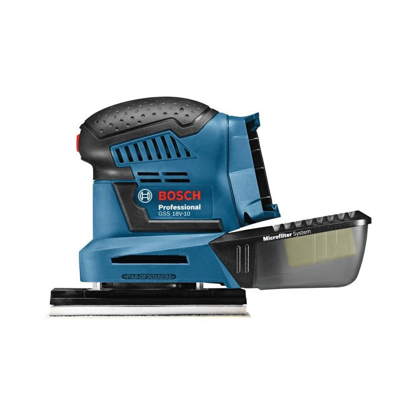 GSS 18V-10 Multi-base Cordless Palm Sander with Accessories Set in L-BOXX Body Only Version - No Batteries Or Charger Supplied - 0 601 9D0 200