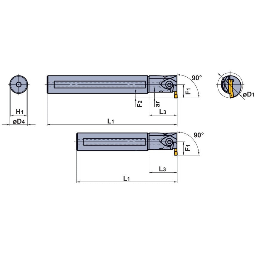GY Series 90 Internal Grooving Left Hand Modular Holder