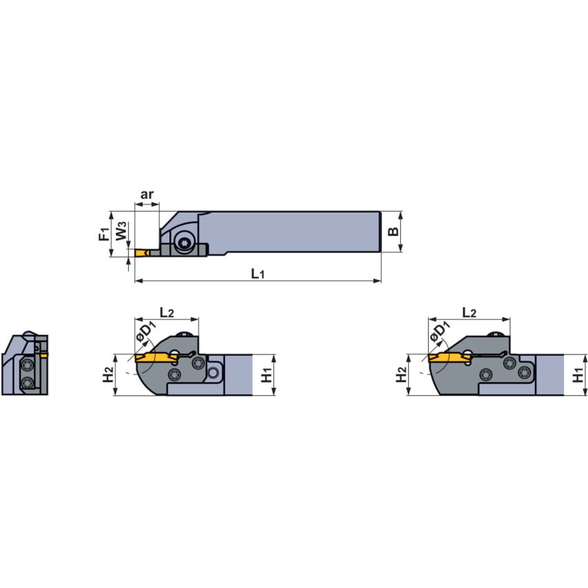 GY Series 90 Internal Grooving Right Hand Modular Holder