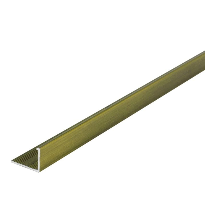 Gloss Brushed Gold Metal Tile Trim L Profile 10mm x 2.44m