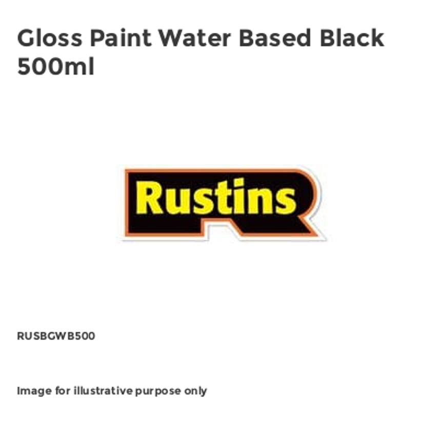 Gloss Paint Water Based Black 500ml RUSBGWB500