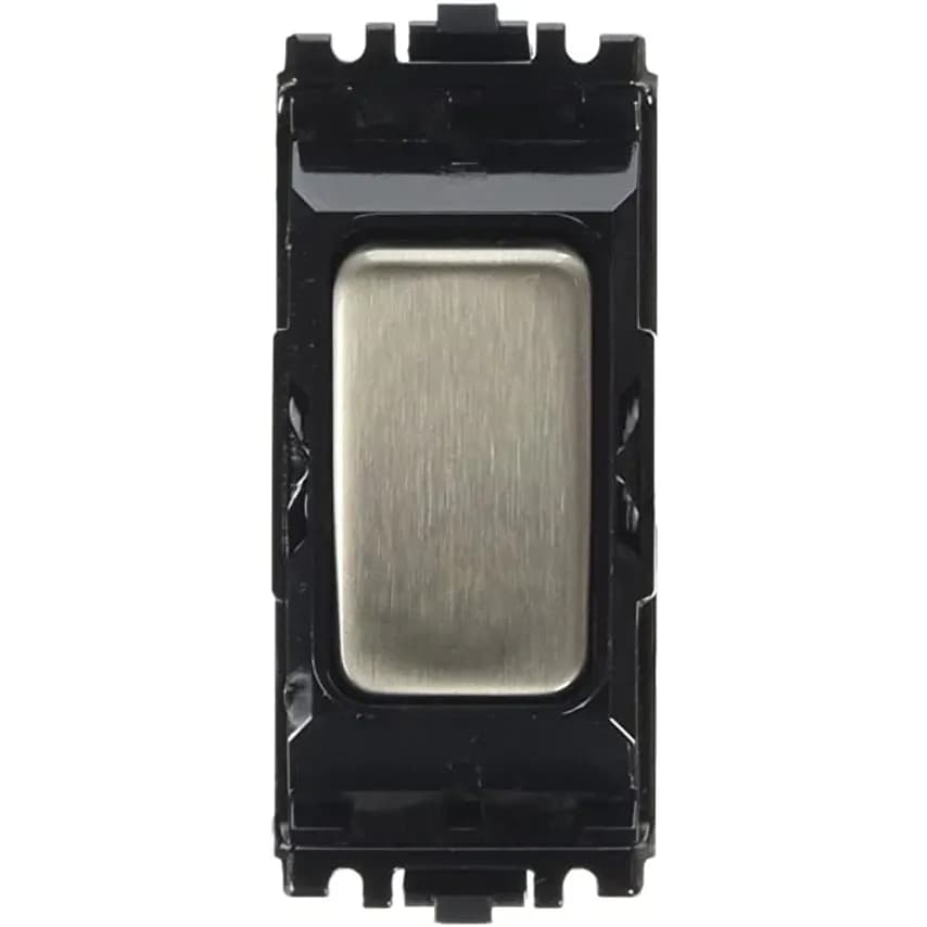 Grid Switch 1 Way DP 10A Lacquered Brushed Steel Black Inserts