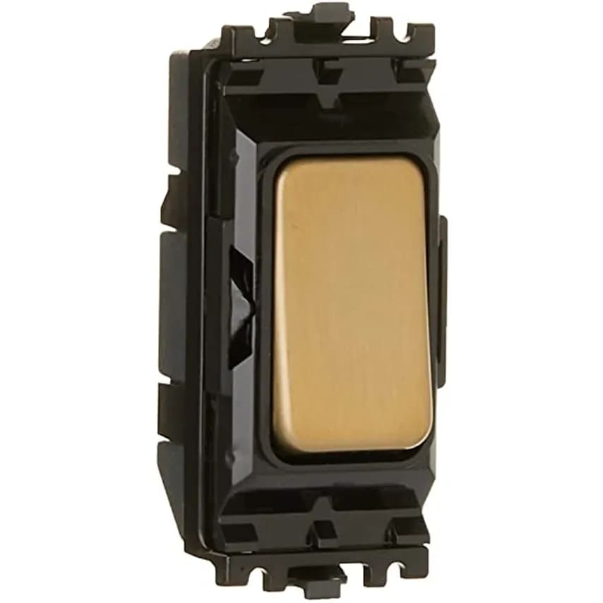 Grid Switch 1 Way DP 10A Satin Gold Black Inserts