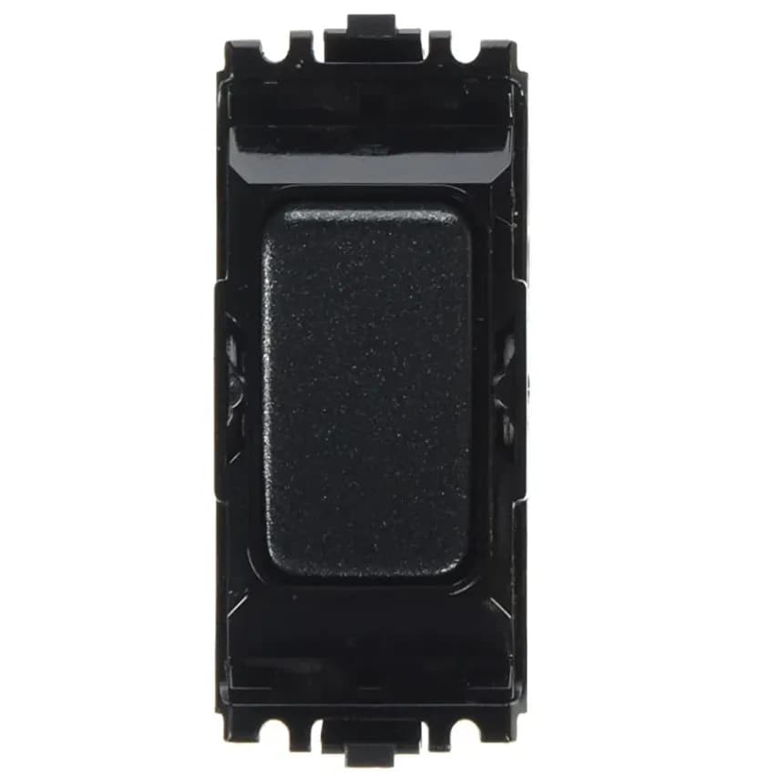 Grid Switch 1 Way DP Push Make 20A Lustrous Black Blk Insert