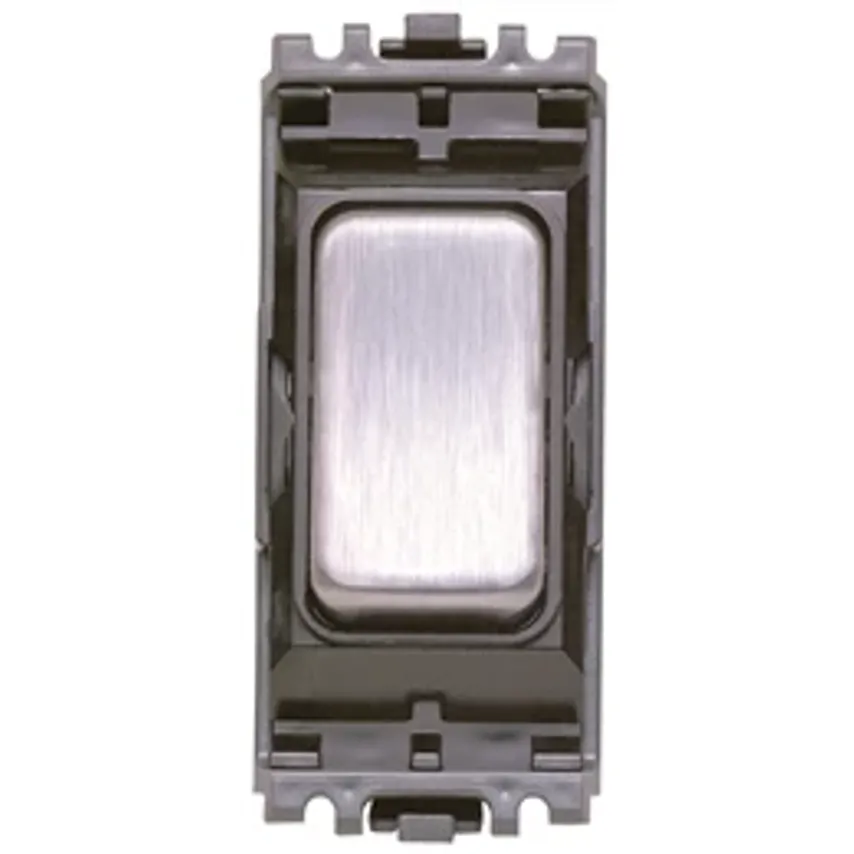 Grid Switch 1 Way SP Neutral Term 10A x Brushed Stainless Steel Black I