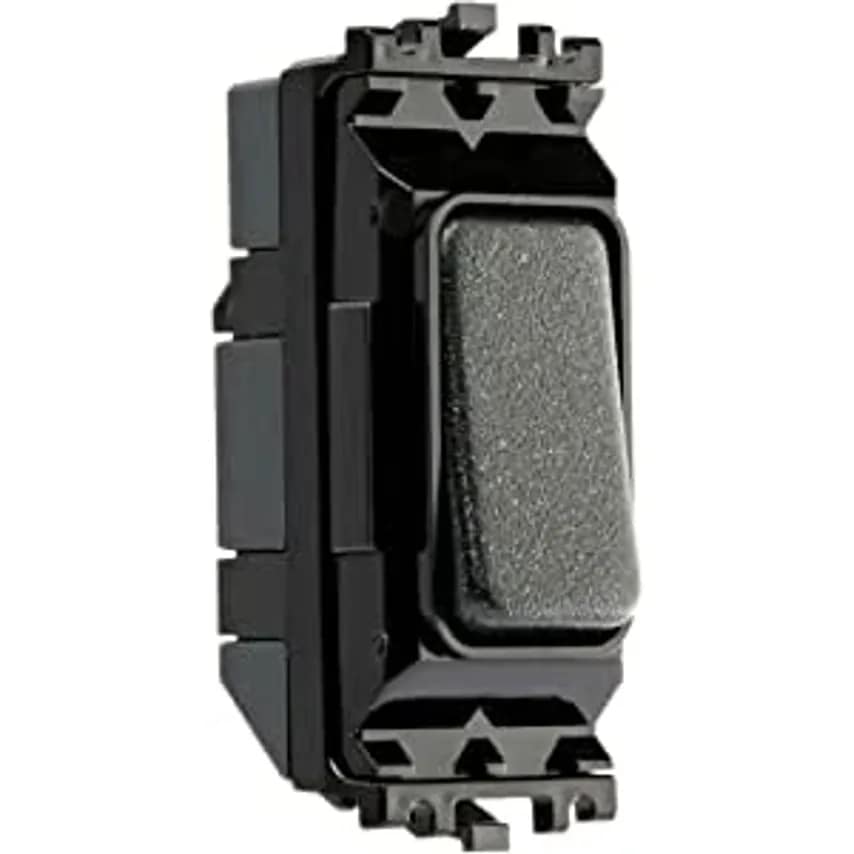 Grid Switch 1 Way SP Neutral Term 10A x Lustrous Black Blk Insert