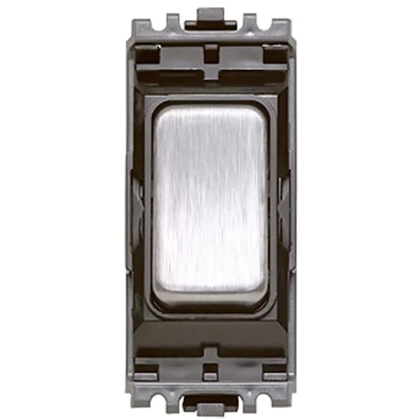 Grid Switch 2 Way SP 10A Brushed Stainless Steel Black Inserts