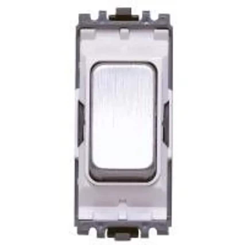 Grid Switch 2 Way SP 10A Lacquered Brushed Stainless Steel Black Inser