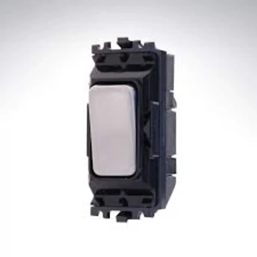 Grid Switch 2 Way SP 20A Brushed Stainless Steel Black Inserts